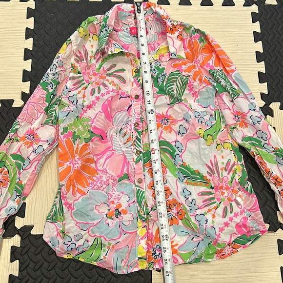 LILLY PULITZER for Target Nosey Posey Shirt Floral Print Blouse m - Picture 4 of 8